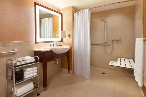 多伦多喜来登多伦多市中心酒店的一间带水槽和淋浴的浴室