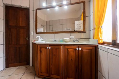 曼努埃尔安东尼奥Condiminium Villas Mymosa的一间带水槽和镜子的浴室