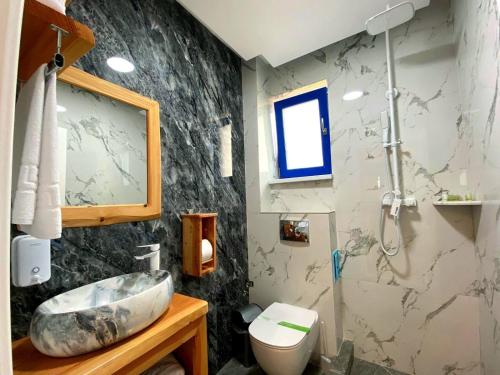 茹里洛夫卡Paradisul Verde的一间带水槽和卫生间的浴室
