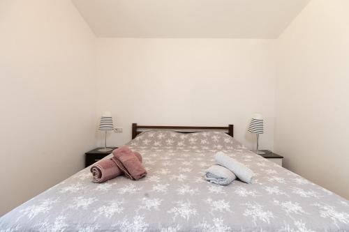 罗维尼Holiday house Hana的一间卧室配有一张带两个枕头的床