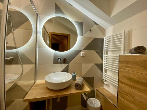 斯塔拉·里斯拉ANSEL Villa的一间带水槽和镜子的浴室