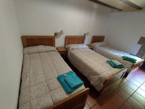 GrañónAlbergue de Nuestra Señora Carrasquedo的一间客房内配有两张床的房间