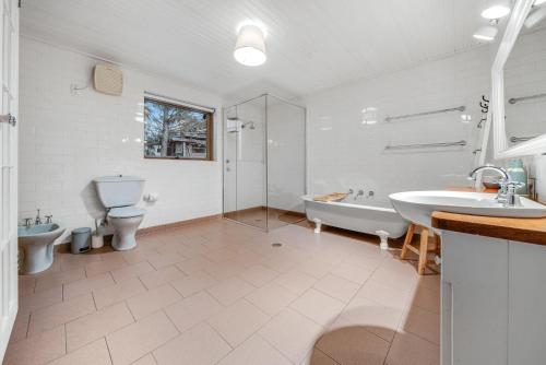 贝瑞黛尔Quigtoo Cottage的浴室配有2个卫生间、浴缸和水槽