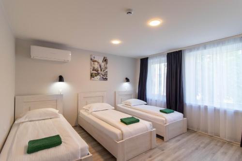 阿利图斯迪巨吉亚酒店的客房设有两张床和窗户。