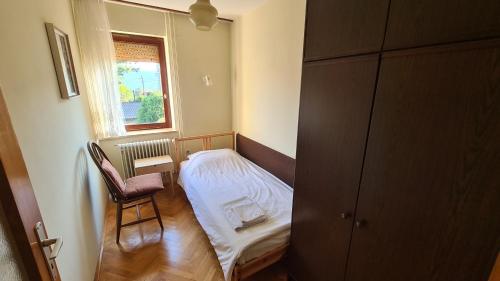 ŽirovnicaApartment Ajdna的一间小卧室,配有床和窗户