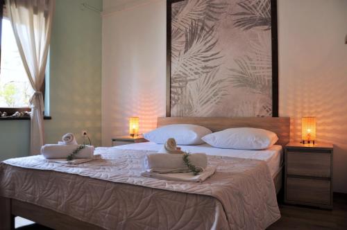 博扎瓦Jungle & Sea Boxavia的一间卧室配有一张大床和毛巾