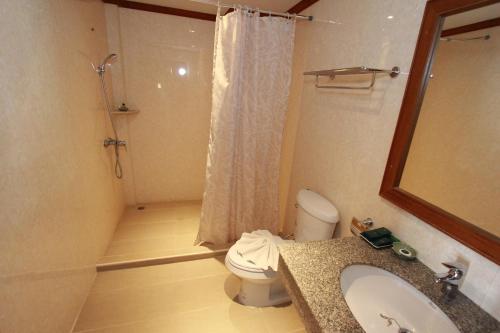 华欣华欣高尔夫别墅酒店的浴室配有卫生间、盥洗盆和淋浴。