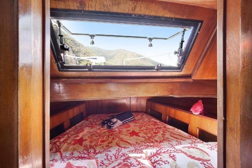 阿拉西奥Aloha Jak's Boat的小房间设有床和窗户