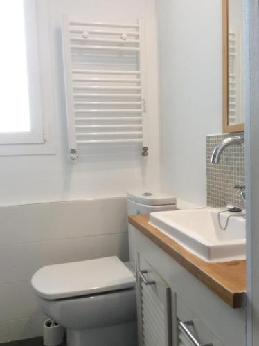 圣塞瓦斯蒂安Alderdi Eder的白色的浴室设有卫生间和水槽。