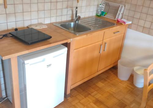 什科菲亚洛卡Rooms and Apartment Na poljani的一间带水槽和洗碗机的小厨房