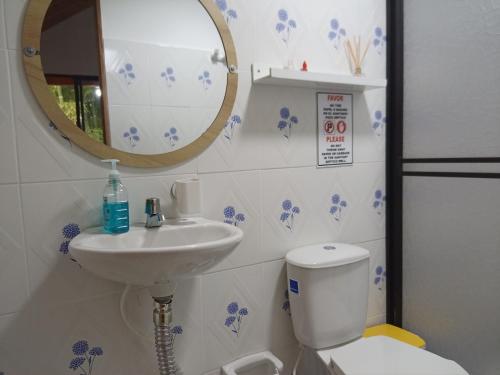 马里尼亚Glamping IKIGAI的一间带水槽、卫生间和镜子的浴室