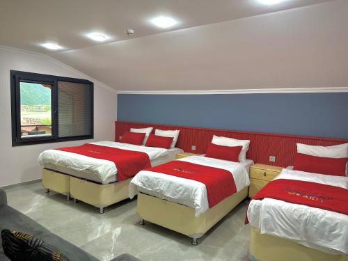 乌宗Solakli Suit Apart的一间卧室设有两张床和窗户。
