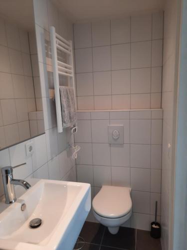 多克姆luxe ruime studio op unieke, rustige locatie的浴室配有白色卫生间和盥洗盆。