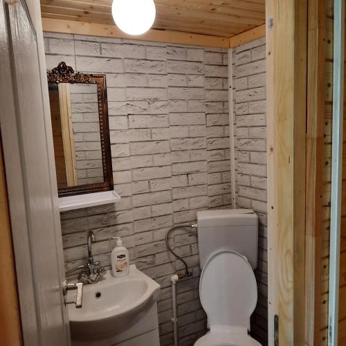 布雷佐伊Mariem的一间带卫生间、水槽和镜子的浴室