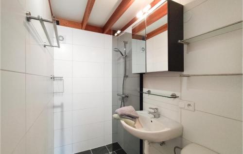 Bovenwezet3 Bedroom Stunning Home In Rekem-lanaken的白色的浴室设有水槽和淋浴。