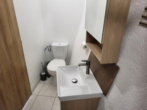 杜尔哈克chambre avec vue的浴室配有白色卫生间和盥洗盆。