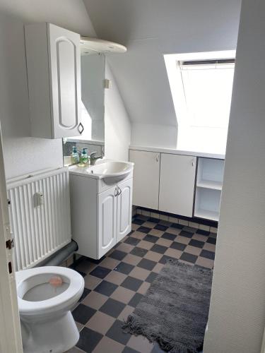 伦讷Udsigt Østersøen的一间带卫生间和水槽的浴室