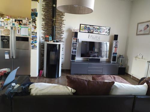 阿纳齐Maison avec parking privatif的带沙发和平面电视的客厅