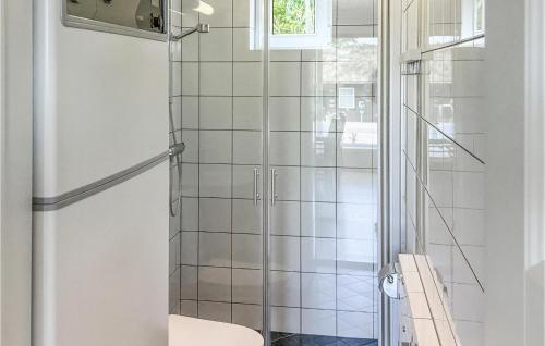 斯托滕Awesome Apartment In Slen With Wifi的浴室设有玻璃淋浴间和卫生间