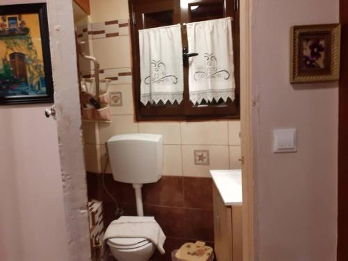 桑加拉达Ξυλοπετρα / Wood & stone house的一间带卫生间和窗户的小浴室