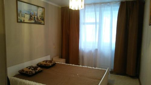 CorjovaДубоссары ,ул.Ломоносова 8 А的一间卧室配有一张带两个枕头的床
