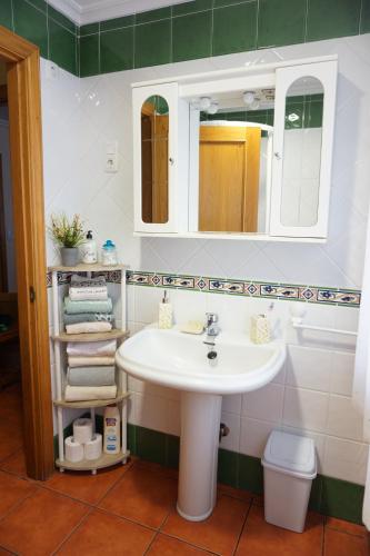 奥维塞多Hermanas Iglesias的一间带水槽和镜子的浴室