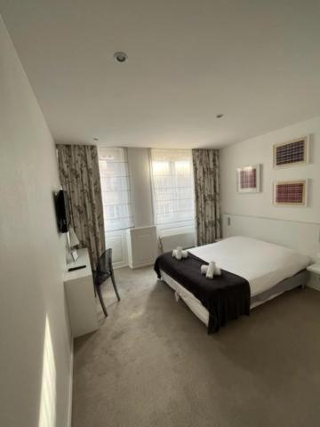 斯特拉斯堡Residence OLit Cathédrale的一间卧室配有一张床和一台电视。