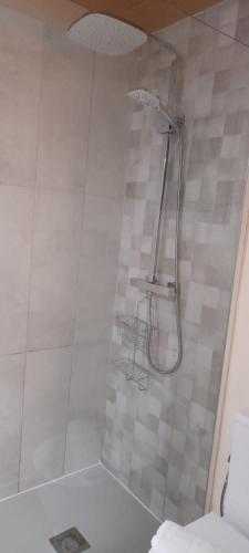 拉萨维纳Paradise, Porto Saler ET7104的带淋浴的浴室,配有卫生间和淋浴。