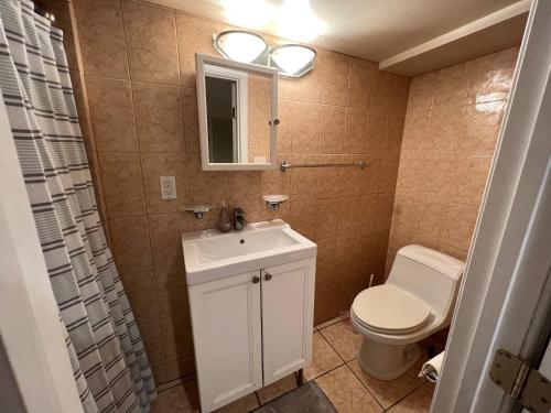 华盛顿3 Level 4 Bedroom Home w/ Parking in Adams Morgan的浴室配有白色水槽和卫生间。
