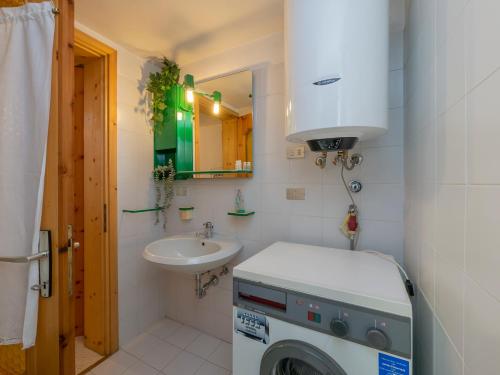 PiattaI Host Apartment - Centrale 18 - Bormio的一间带洗衣机和水槽的浴室