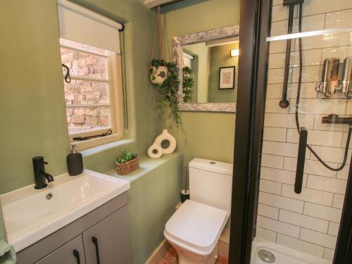 特尔福德Number 6的浴室配有卫生间、盥洗盆和淋浴。