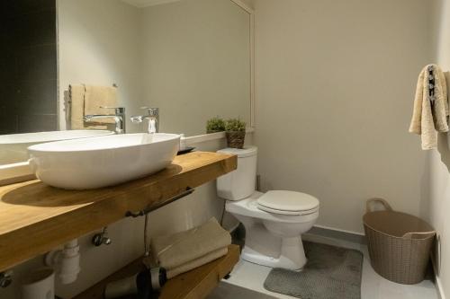 Santa CatharinaCASA Arte- Exclusive apartment with internet and pool的一间带水槽和卫生间的浴室