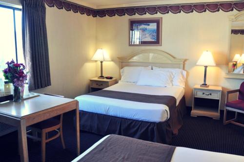 旧金山San Francisco Inn的酒店客房设有一间带一张床和一张书桌的卧室
