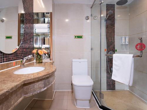 高安维也纳3好酒店宜春高安大道店的浴室配有卫生间、盥洗盆和淋浴。