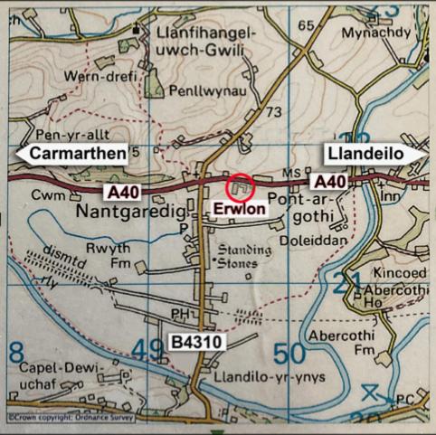 卡马森Ty Cambria的上面有红色标记的地图
