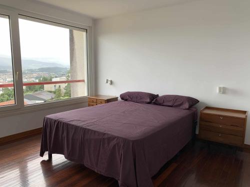 San Salvador de PoioIlla de tambo house的一间卧室设有一张床和一个大窗户