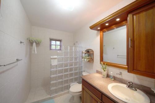 努尔德日出别墅的一间带水槽、卫生间和镜子的浴室