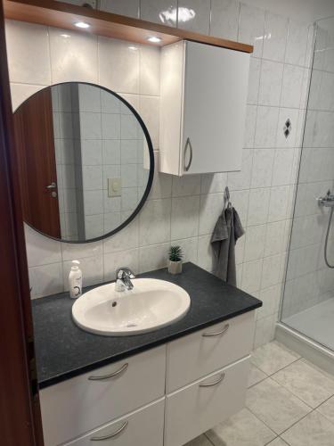 哈纳弗约德尔Eskivellir的一间带水槽和镜子的浴室