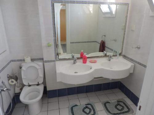 纳布勒Appartement de charme的一间带水槽、卫生间和镜子的浴室