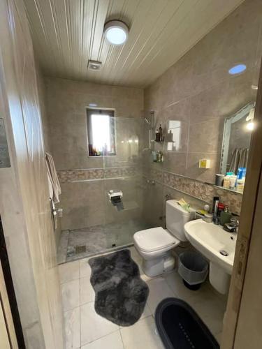 科威特A journey of luxury Seaview living.的一间带卫生间和水槽的浴室