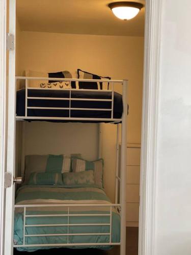 DagsboroDagsboro Retreat Beautiful 2 Bed and 1 Bath Villa的小型客房配有双层床。