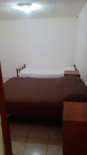 里奥加耶戈斯Departamentos La chacra的棕色毯子的房间里一张床位