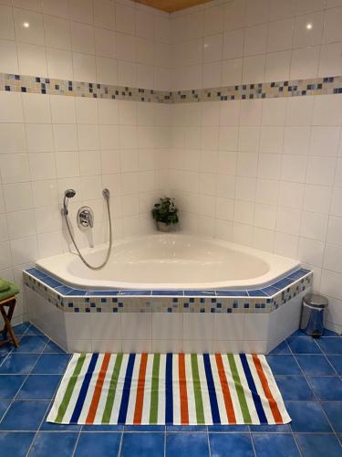 圣吉尔根Garten Apartment Diwoky的浴室设有浴缸和淋浴。