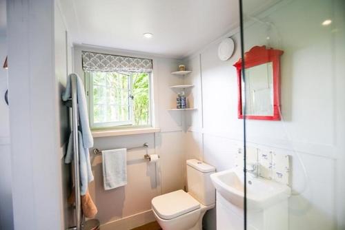 Long BredyCottage Orné的一间带卫生间、水槽和窗户的浴室