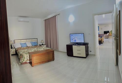 卢克索Luxor Rose Villa的一间卧室配有一张床和一台电视