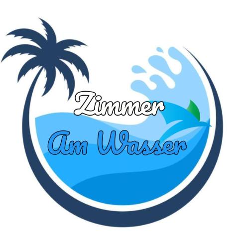 CaldenZimmer Am Wasser的棕榈树和夏季旅馆洗涤器的插图