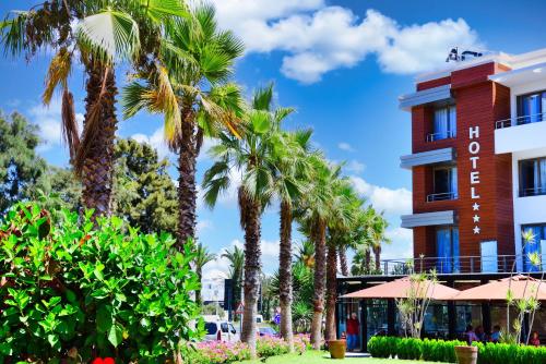 丹吉尔MIRANDA HOTEL - Tanger的一座楼前有棕榈树的酒店