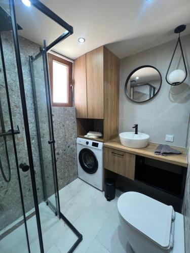 威尔帕扎Green Hill的浴室配有卫生间、盥洗盆和淋浴。