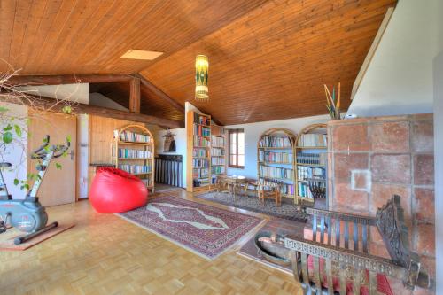ArannoCasa Dell'Antonio - Happy Rentals的一间藏书架和室内红色球的图书馆