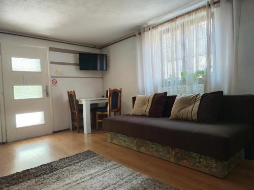弗拉涅Snezana home的客厅配有沙发和桌子